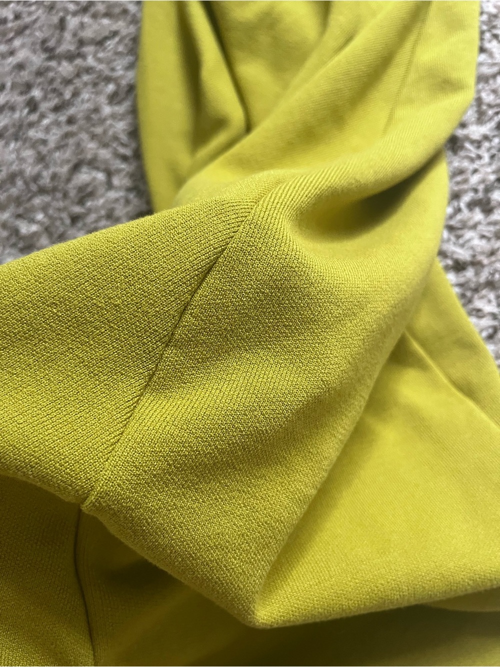 Zara Chartreuse Green Mock Neck Ruched Midi Dress Sm Short Sleeve Stretch Knit - Picture 7 of 9